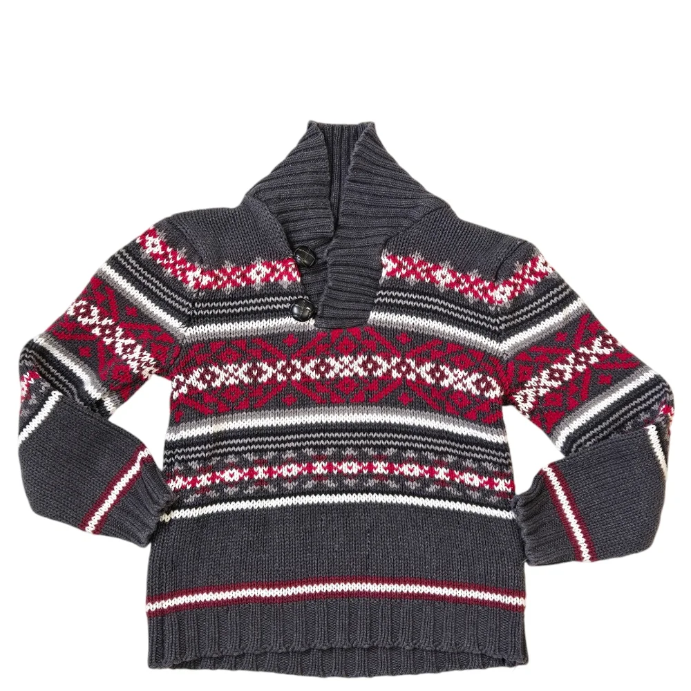The Children's Place charcoal and red button collared sweater small